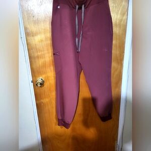 FIGS High waisted Zamora  Jogger scrub pant-Size L color:Dark Cherry not red.